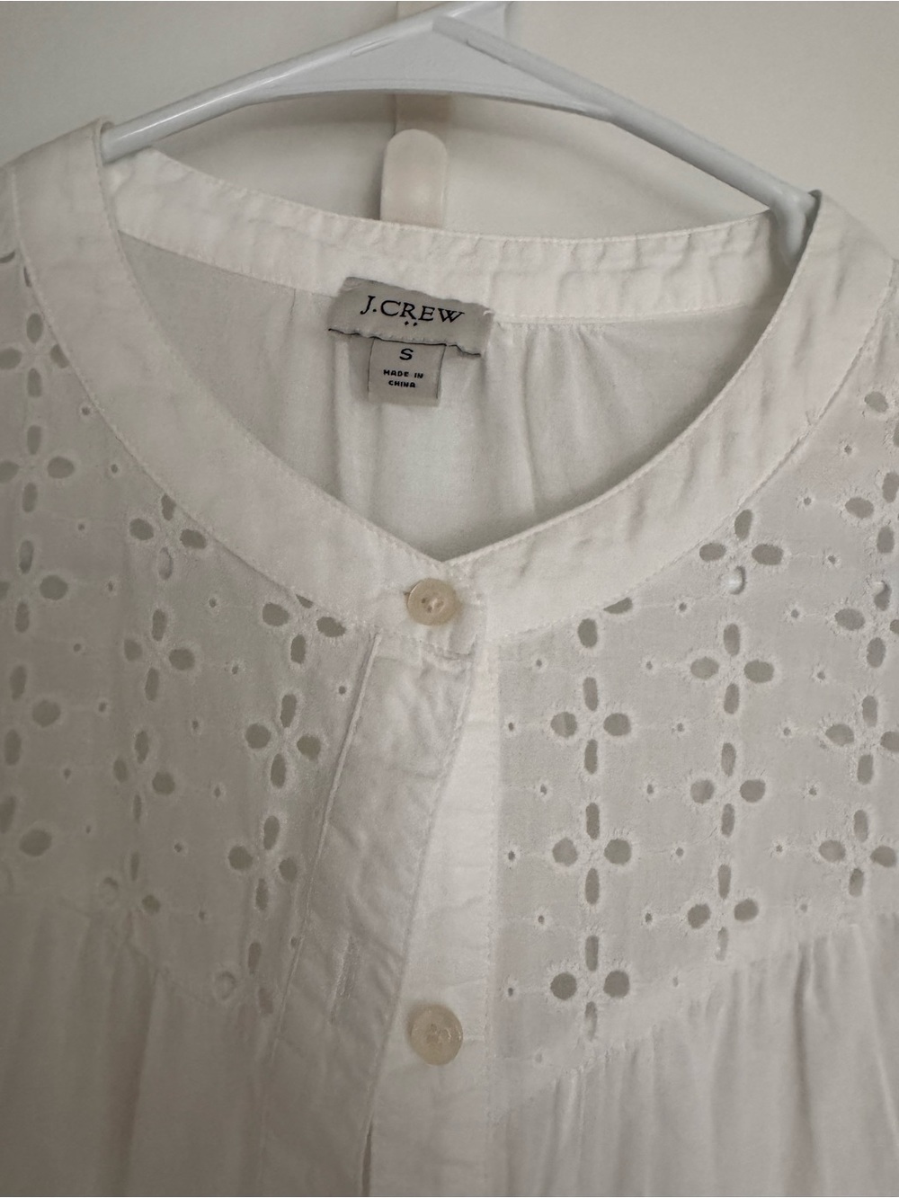 J. Crew White Eyelet Button-Down Blouse - Picture 2 of 3